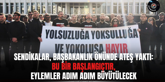 Kamuda yetkili beş sendika, Başbakanlık önünde ateş yaktı