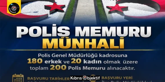 Polis Genel Müdürlüğü’nden 180 erkek 20 kadın polis memuru için münhal ilanı
