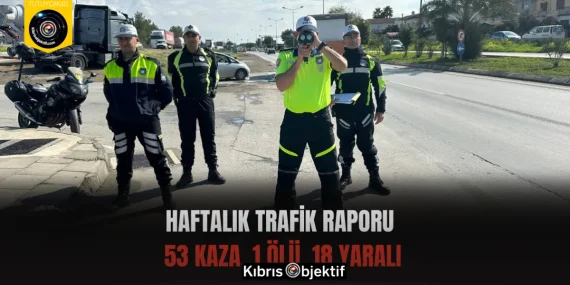 Haftalık trafik raporu  53 kaza, 1 ölü, 18 yaralı