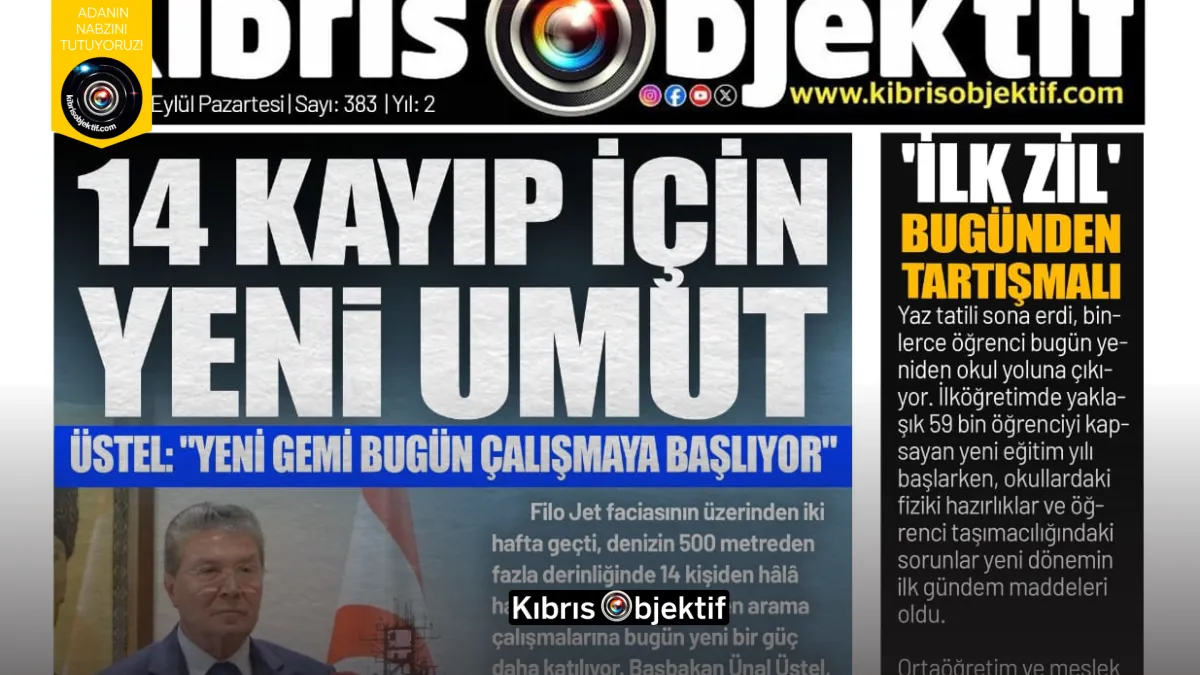 Kıbrıs Objektif BİRİNCİ SAYFA – 14 Eylül 2026 - Görsel Dizayn