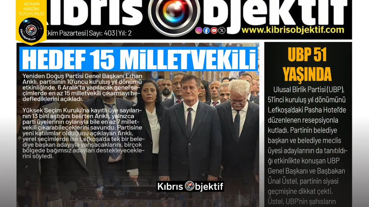 Kıbrıs Objektif BİRİNCİ SAYFA – 12 Ekim 2026 - Görsel Dizayn